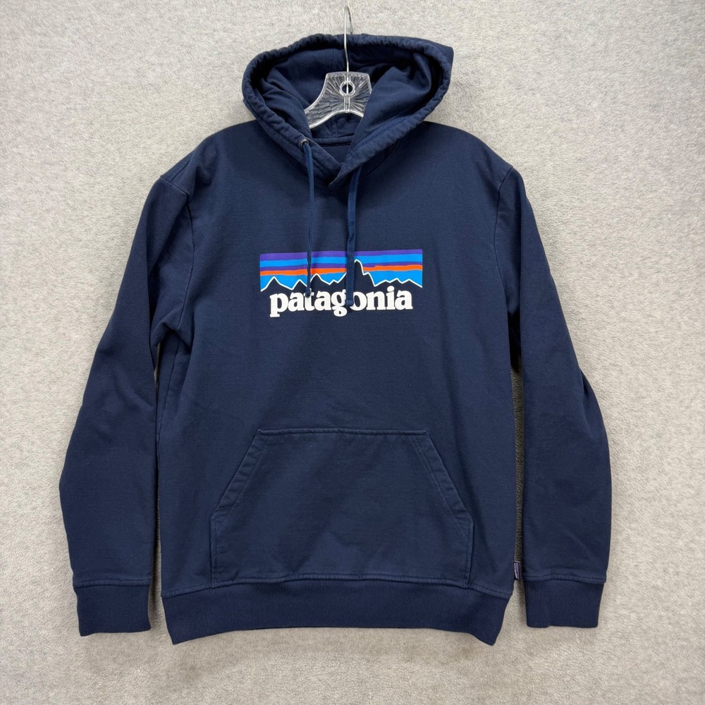Patagonia Uprisal Hoody Mens Medium Navy Blue Fitz Roy Pullover Sweatshirt 39539